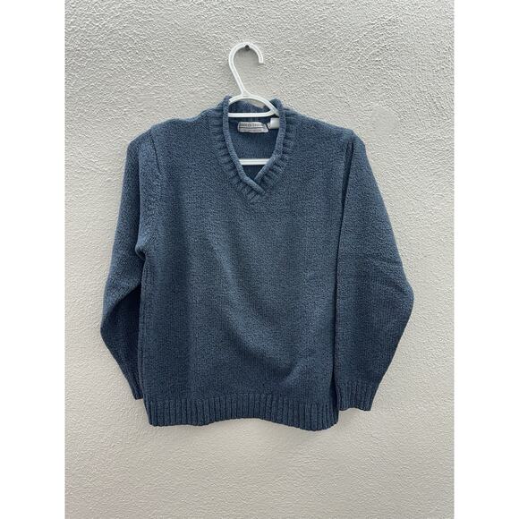 Carolyn Taylor Womens Sweater Size Small Blue Fuzzy Long Sleeve V-Neck - Picture 1 of 11